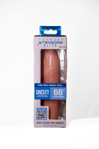 Uncut Silicone Penis Enhancer, 7-Inches, Hood-Up Foreskin