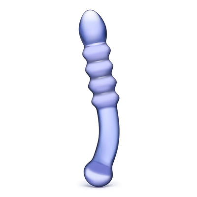 9" Purple Rain Ribbed Dildo by Gläs