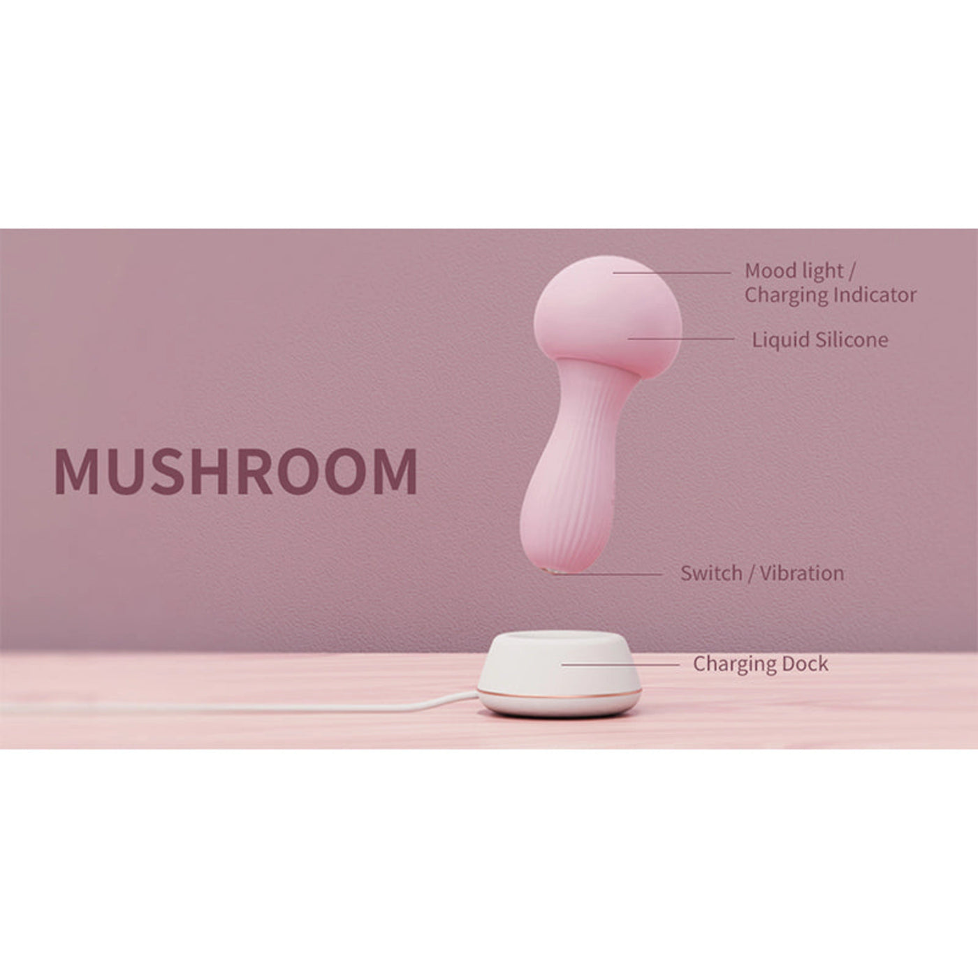 Fairy Mushroom - Soft Cap Vibrator + Glowing Mood Light