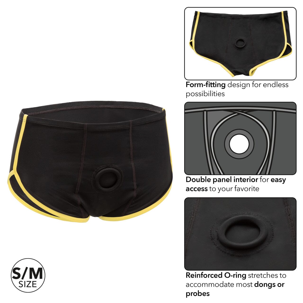 Boundless™ Black & Yellow Brief Strap-On Harness - Choice of 3 Sizes - Hamilton Park Electronics