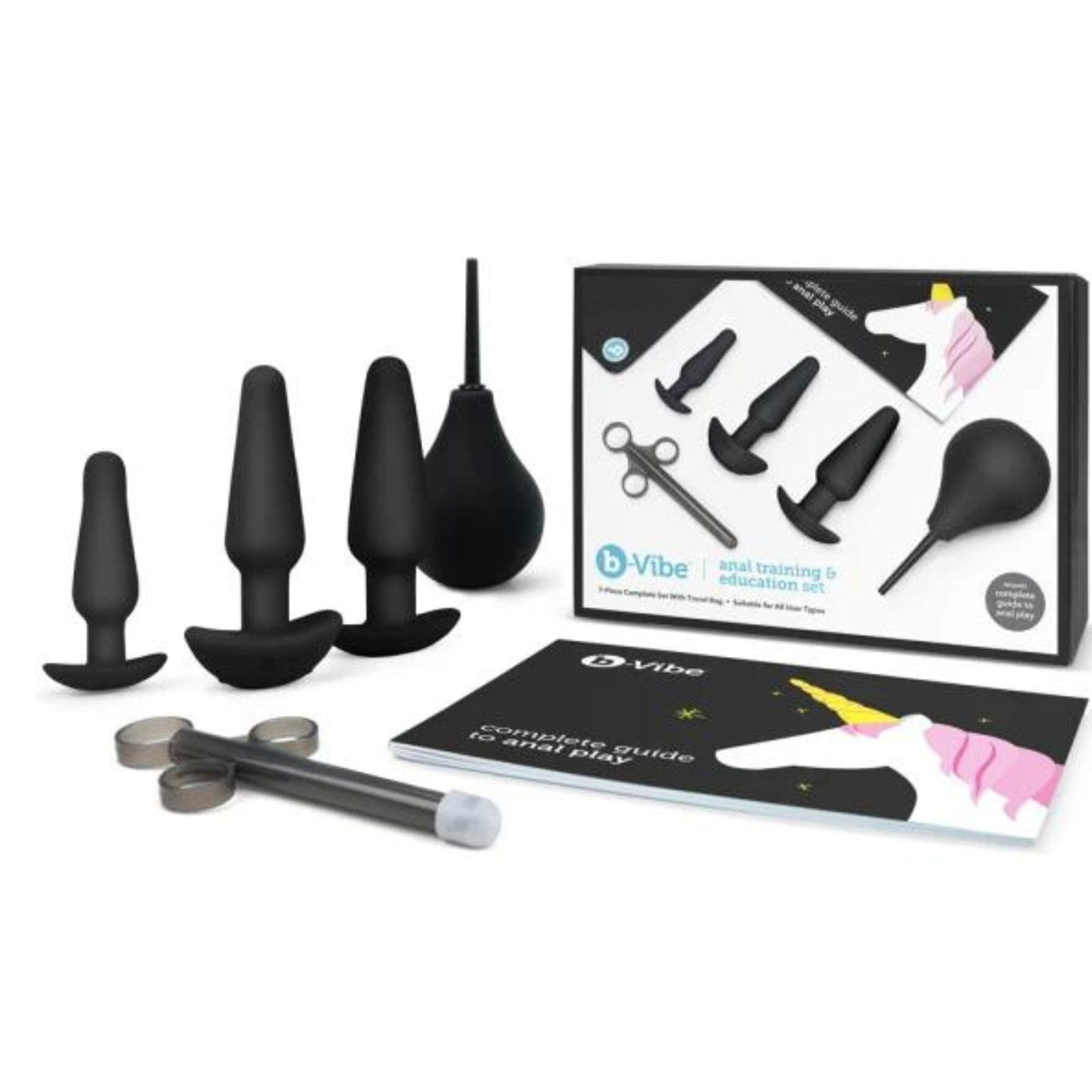 b-Vibe Anal Training & Education Set Plug Kit with Lube Launcher & Enema